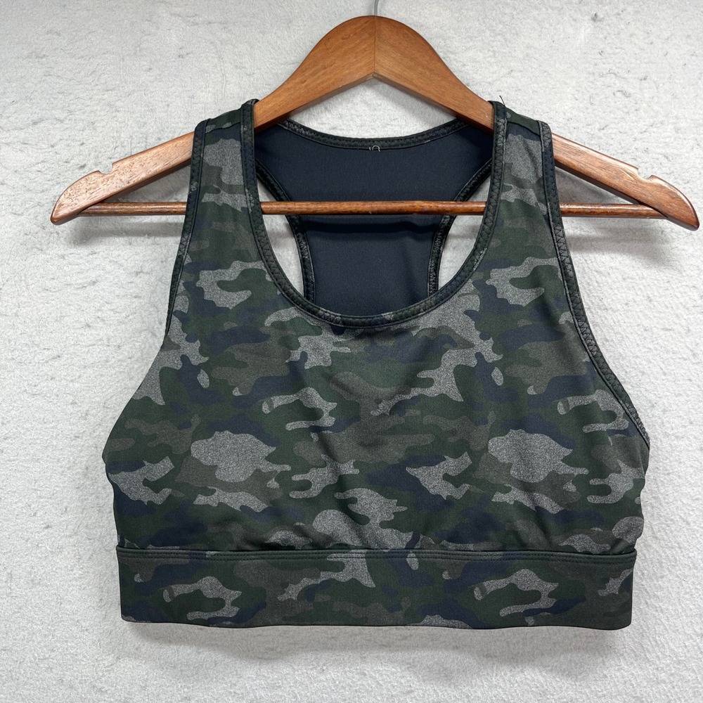 Fabletics Sports Bra Womens Medium* Green Camo Racerback Activewear Athleisure